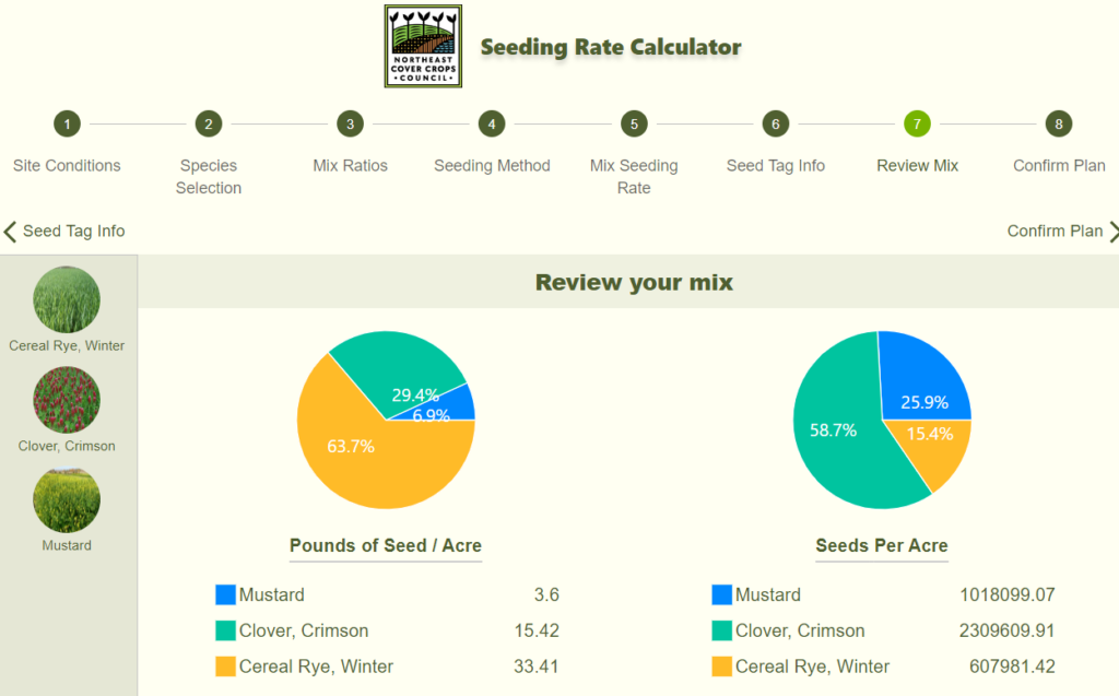 Seeding rate calculator screenshot